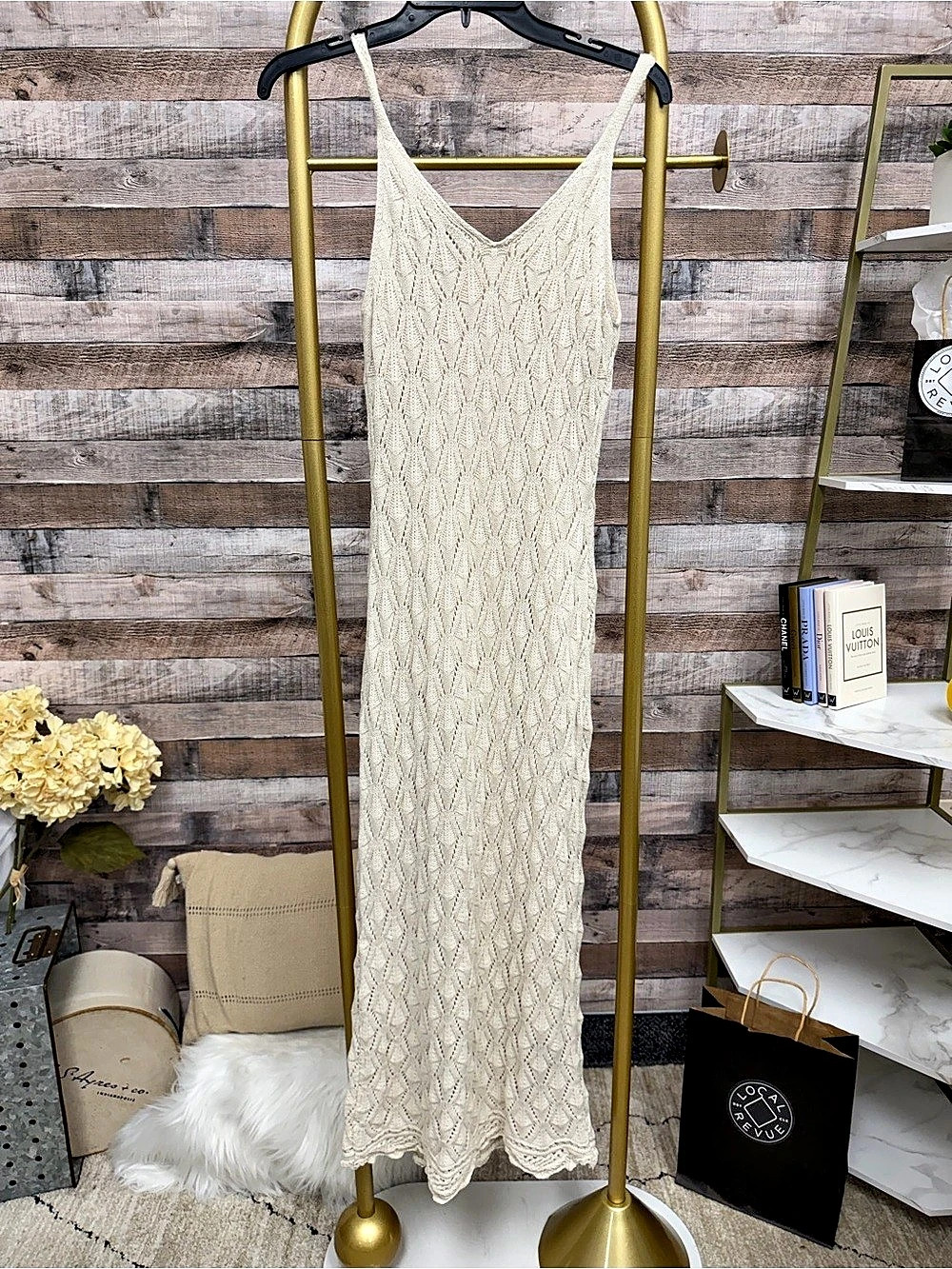 Freshman 1996 cream crochet maxi dress XS